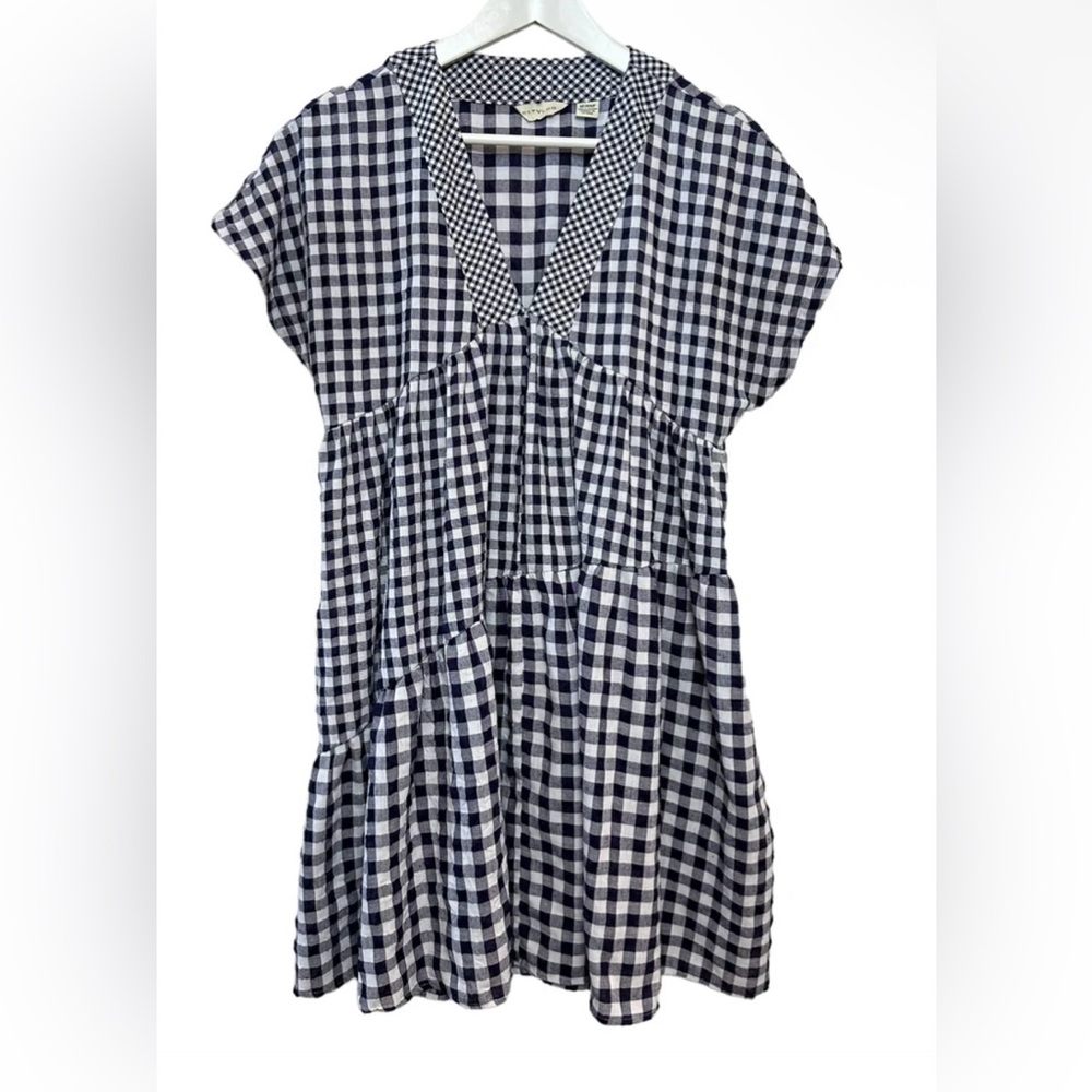Anthropologie Navy and White Checkered Blouse